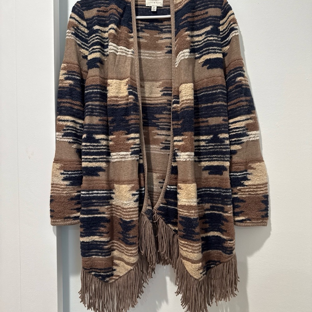 Lucky Brand Multicolor Fringe Cardigan